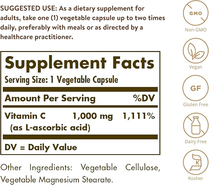 Solgar Vitamin C 1000 mg, 250 250 Servings