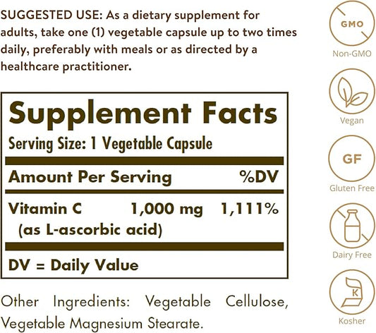 Solgar Vitamin C 1000 mg, 250 250 Servings