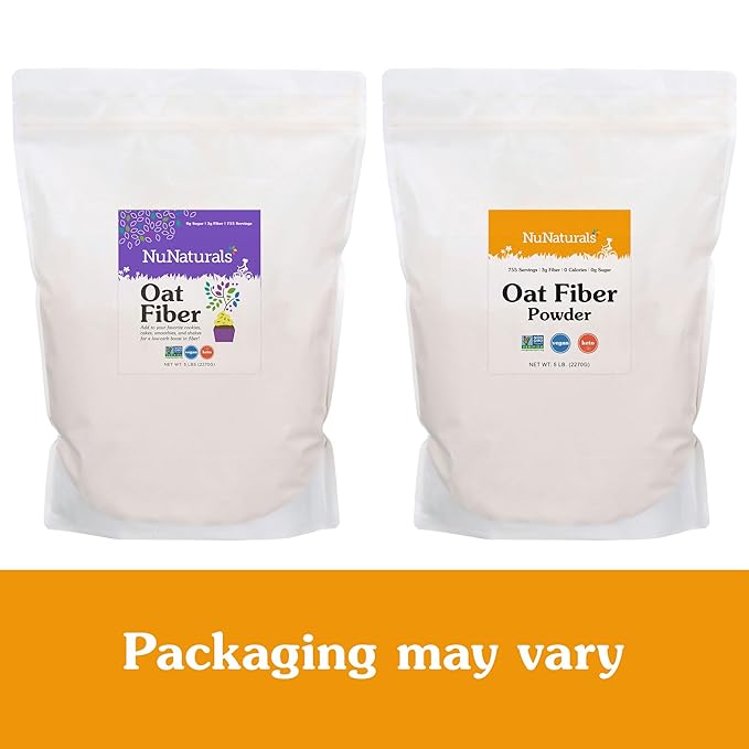 NuNaturals Oat Fiber Powder, All Natural 5 lbs
