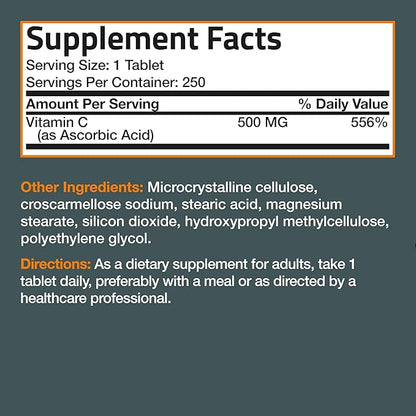 Bronson Vitamin C 500 MG Supports 250 Vegetarian
