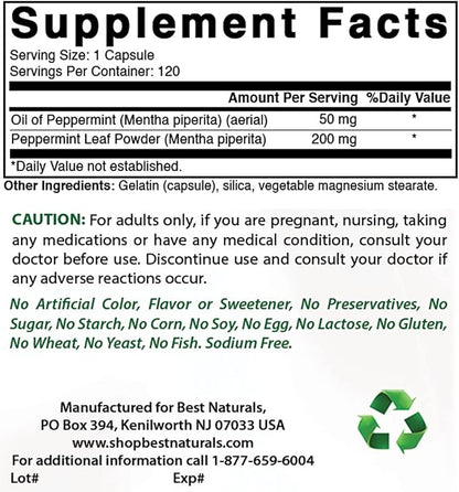 Best Naturals Peppermint Oil 250 mg 120 Capsules (120 Count 3))