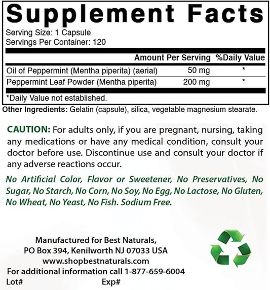 Best Naturals Peppermint Oil 250 mg 120 Capsules (120 Count 3))