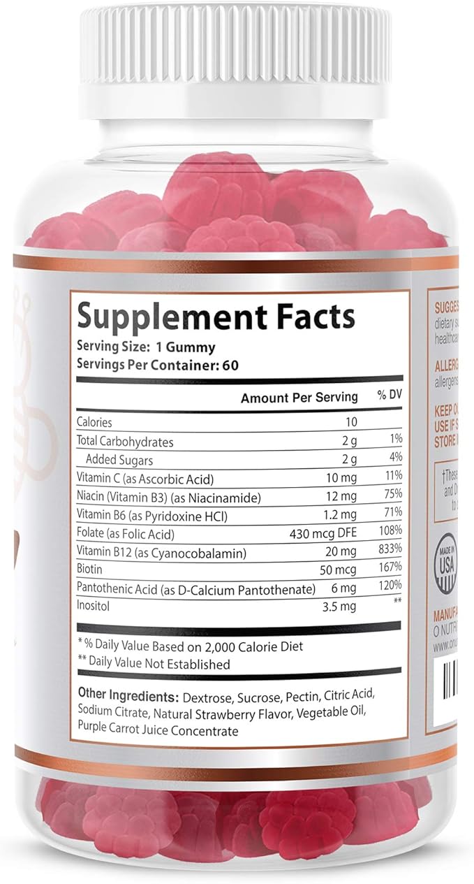 O NUTRITIONS Vitamin B Complex Vegan B12, B7 B7 as B6, B3 B3 as B5, B6, B6, B8, B8, B9 B9 as (1 Pack)