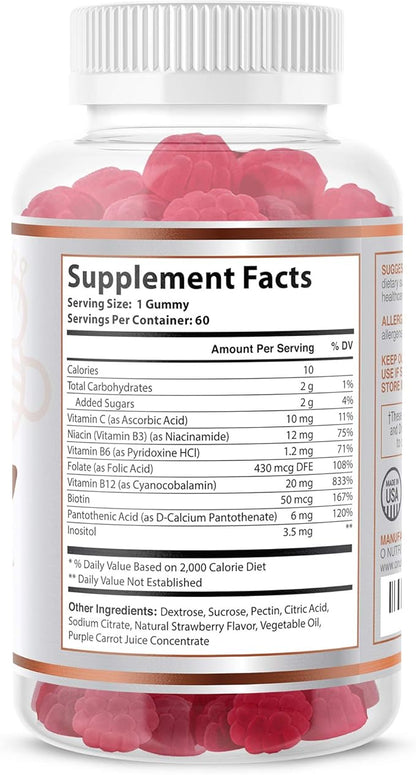 O NUTRITIONS Vitamin B Complex Vegan Gummies with Vitamin B12, B7 as Biotin, B6, B3 as Niacin, B5, B6, B8, B9 as Folate for Stress, Energy and Healthy Immune System (2 Pack)