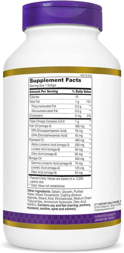 21st Century Triple Omega Complex 3 6 9 9 Enteric 180 Count (22875)
