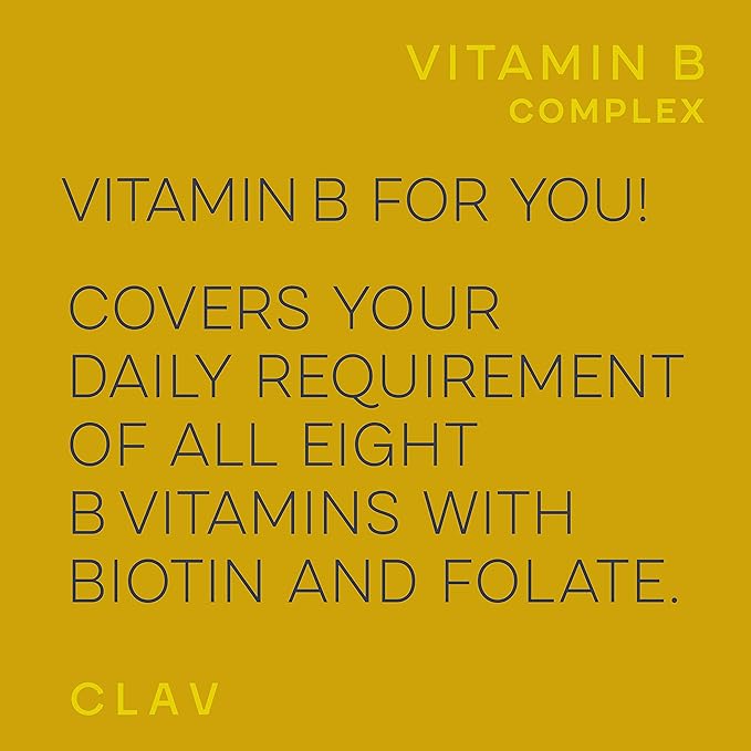 CLAV Vitamin B Complex - 120 Capsules - All 8 B Vitamins with Co-Factors Myo-Inositol & Choline - Supports Energy Metabolism - Vegan - Made in Germany