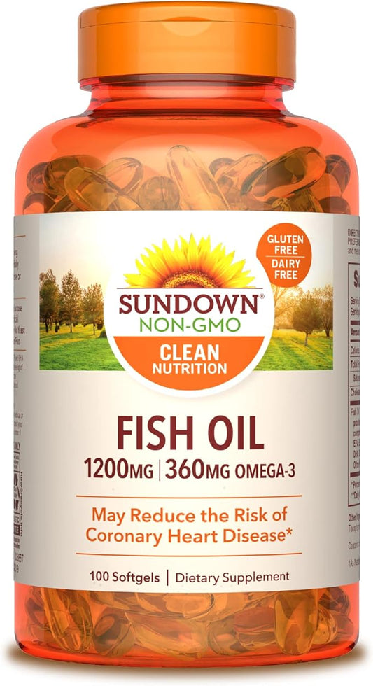 Sundown Fish Oil 1200 mg, Omega-3 100 Softgels