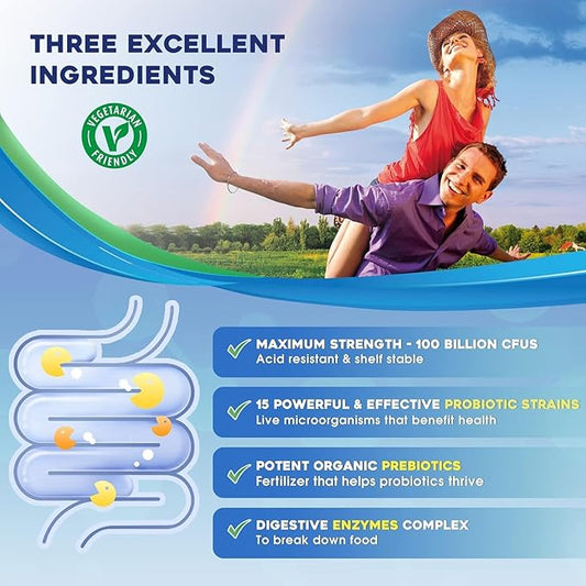 Probiotics for Women & Men 100 Billion 3-in-1 Complete