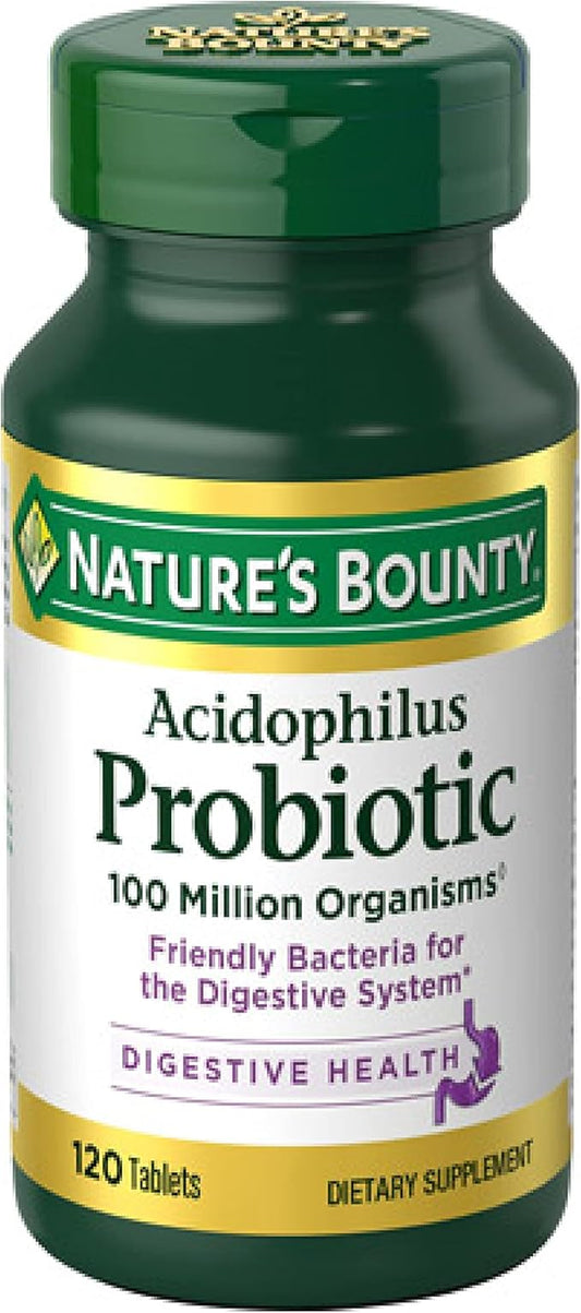 Nature's Bounty Acidophilus Probiotic, Daily Probiotic 1 Pack, 120 Tablets