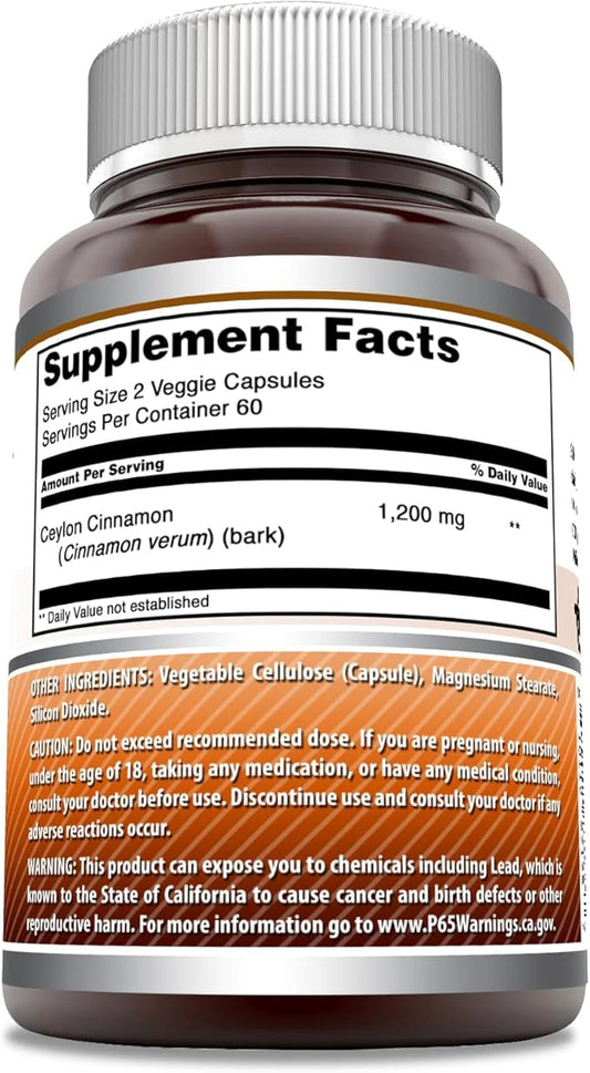 Amazing Formulas Ceylon Cinnamon 1200 Mg (1 Pack, 120 Count)