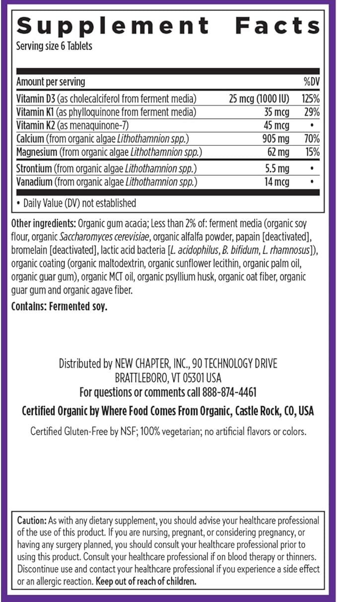 New Chapter Calcium Supplement D3+K2, 70+ 70+ Trace 240 ct