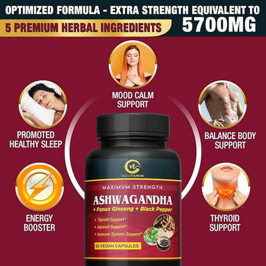 Organic India Ashwagandha Capsules 5700mg 60 Vegan 2 Months