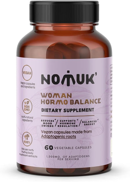 Woman Hormo Balance, Shatavari for PMS, Schisandra, Maca and Ginseng, adaptogenic Roots, Mushroom Extract for Women's Health, 60 Capsules
