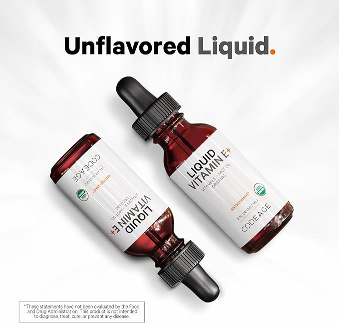 Codeage Liquid Vitamin E+ 2-Month Supply, 2 fl