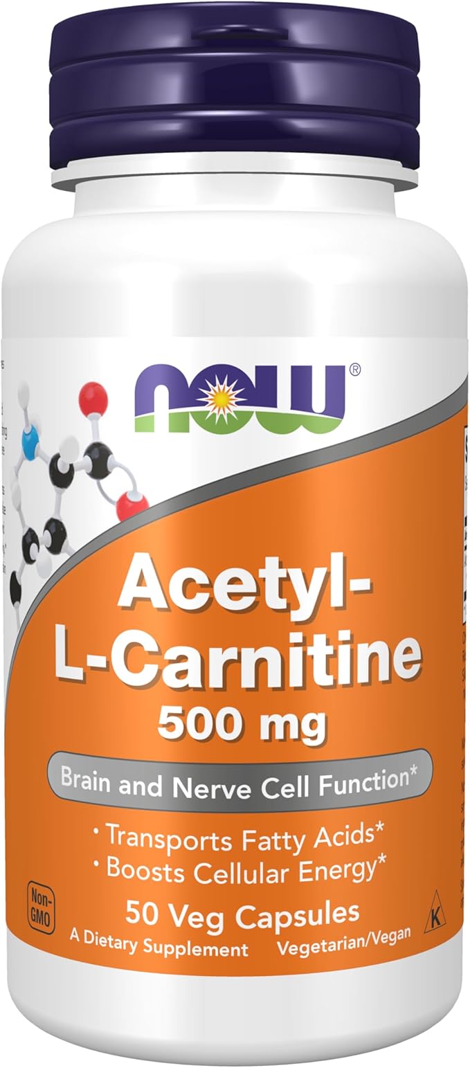 NOW Supplements, Acetyl-L Carnitine 500 mg, 50 Veg