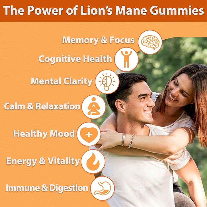 Lions Mane Gummies, Lions Mane Extract to 2500mg, Mushroom Gummies for Adults, Immune & Relaxation, with Lions Mane, Ashwagandha & B12, 240 Gummies