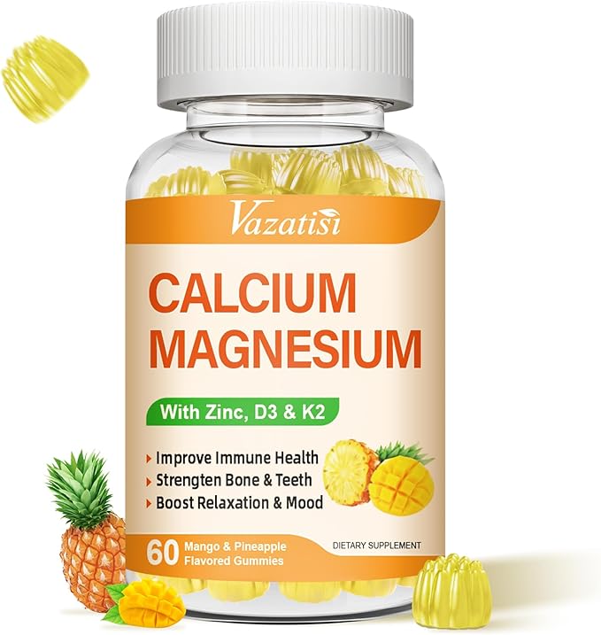 Calcium Magnesium Zinc Gummies with Vitamin D3 & K2, High 60 Gummies…