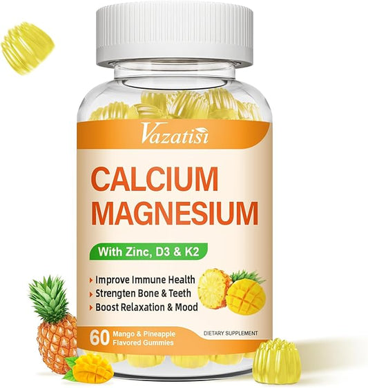 Calcium Magnesium Zinc Gummies with Vitamin D3 & K2, High 60 Gummies…