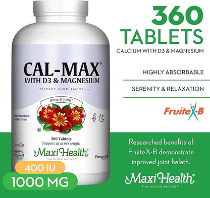 Maxi Health Calcium Magnesium Supplement D3 and (360 Tablets)