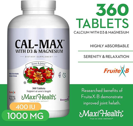 Maxi Health Calcium Magnesium Supplement D3 and (360 Tablets)