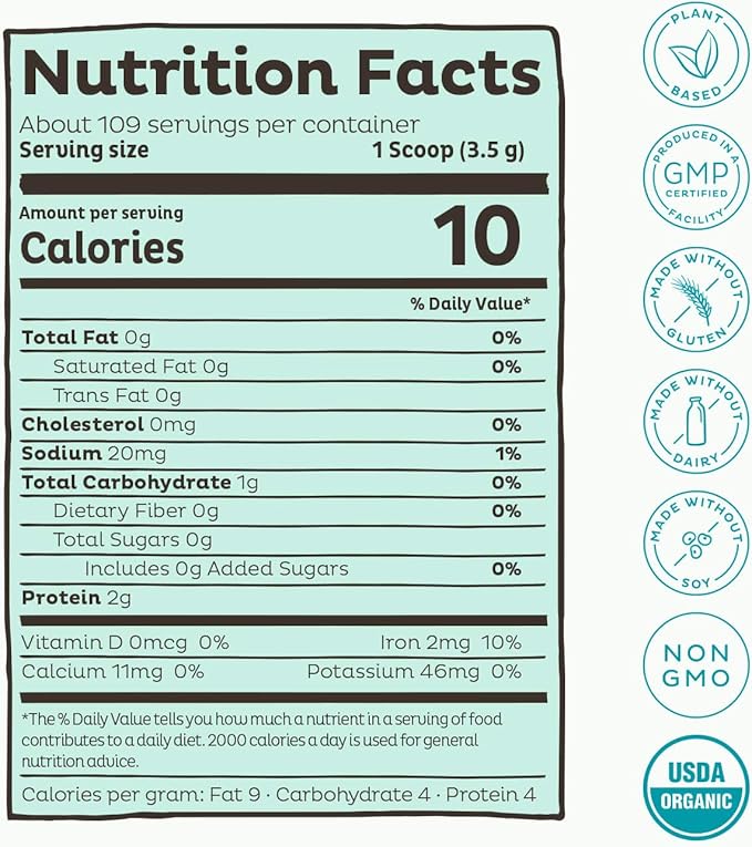 KOS Organic Spirulina Powder 109 Servings (13.5oz)
