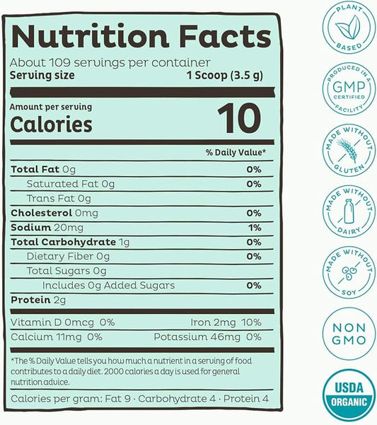 KOS Organic Spirulina Powder 109 Servings (13.5oz)