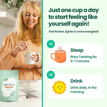 VoomVaya MenoSlim Tea - Hormone Balance Tea, Perimenopause & Estrogen Supplement for Women - for Bloating, Hot Flashes, Night Sweats & Meno-Belly - Acai Berry Flavor - 30 Teabags