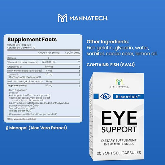 Mannatech Eye Care Supplement, Supports General 30 Softgels.