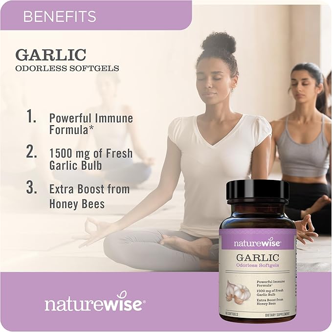 NatureWise Odorless Garlic Pills 1500 mg 60 Softgels [2-Month Supply]