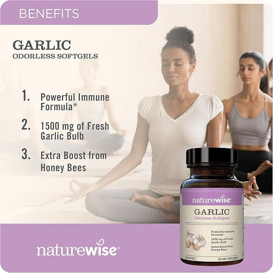 NatureWise Odorless Garlic Pills 1500 mg 60 Softgels [2-Month Supply]