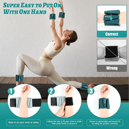 Ankle Weights Set of 2 (1 lb/2 lb/3 lb Each) Adjustable Wrist Weights for Women Men Wearable Arm Leg Weight for Pilates, Running, Walking, Workout, Yoga