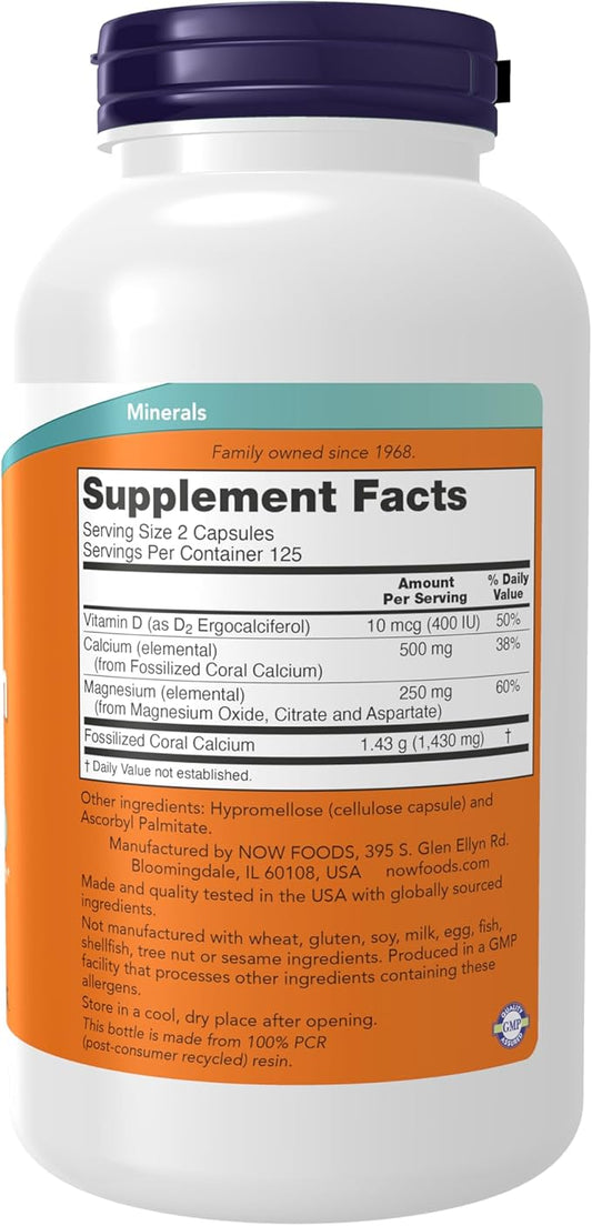 NOW Supplements, Coral Calcium Plus, Bone 250 Veg