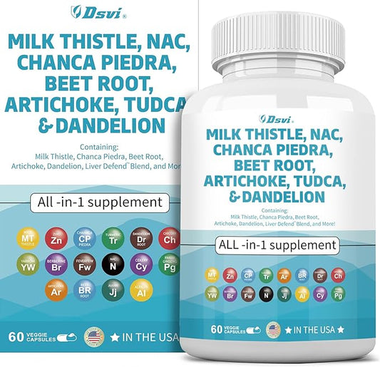 Milk Thistle 3000mg NAC Chanca Piedra 2000mg Beet 2000mg Artichoke 2000mg Dandelion 1000mg Liver Women,60 Count