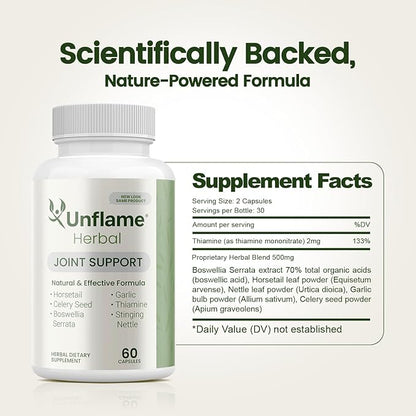 Herbal Supplement – Botanical Support for Joints, Back, and Muscles – 60 Capsules – Natural Herbal Blend – Dietary Supplement