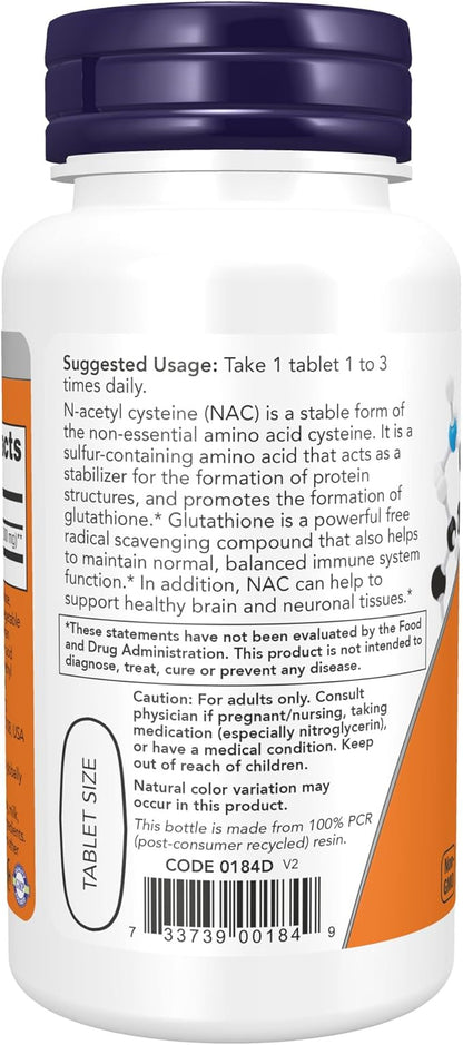 NOW Supplements, NAC (N-Acetyl-Cysteine) 1,000 mg, 60 Tablets