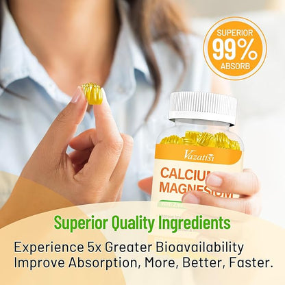 Calcium Magnesium Zinc Gummies with Vitamin D3 & K2, High 120 Gummies…