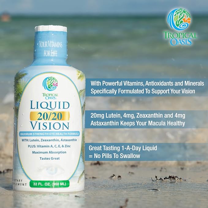 Liquid 20/20 Vision w/20mg Lutein, 4mg Zeaxanthin, 4mg Astaxanthin 32 Serv, 32oz