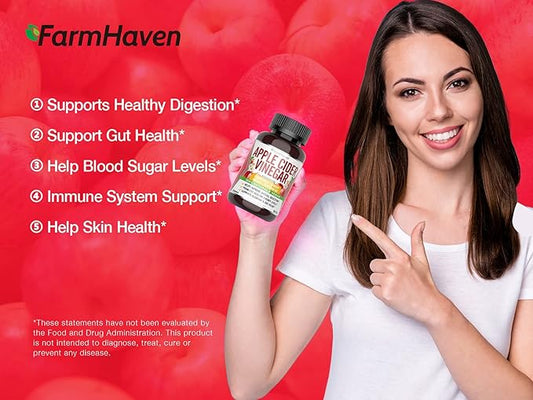 FarmHaven Apple Cider Vinegar Capsules 1390MG, Apple