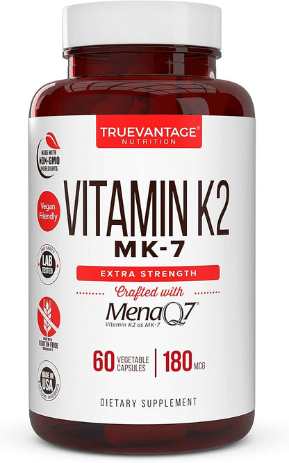 Vitamin k2 MK-7 Supplement 180mcg -Vitamin K2 Supports 60 Easy MenaQ7 K2 K2 MK7 MK7