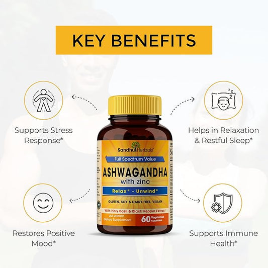 Ashwagandha Supplement|60 Organic 4 in 1 1 Month Supply|8000mg with