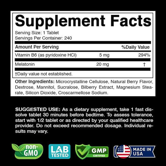 Melatonin 20mg - 240 Fast Dissolve