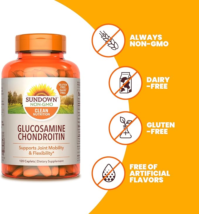 Sundown Glucosamine Chondroitin, Joint Support Supplement, D3, 120 120 Caplets