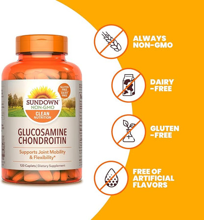 Sundown Glucosamine Chondroitin, Joint Support Supplement, D3, 120 120 Caplets