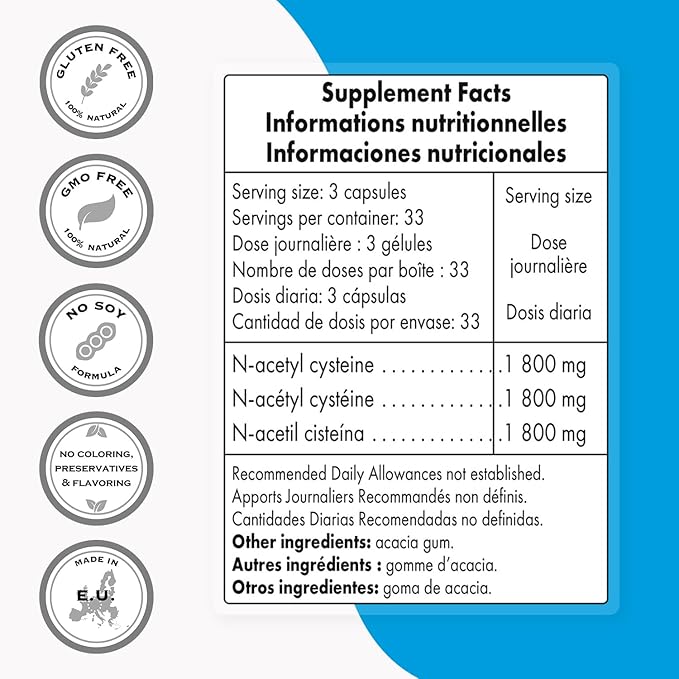 SuperSmart - N-Acetyl Cysteine 1800mg per 100 Vegetarian