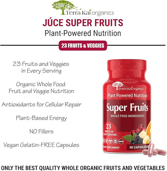 Organic Super Fruits Supplement Gluten/Gelatin Free, 23 Fruits (90 Count)