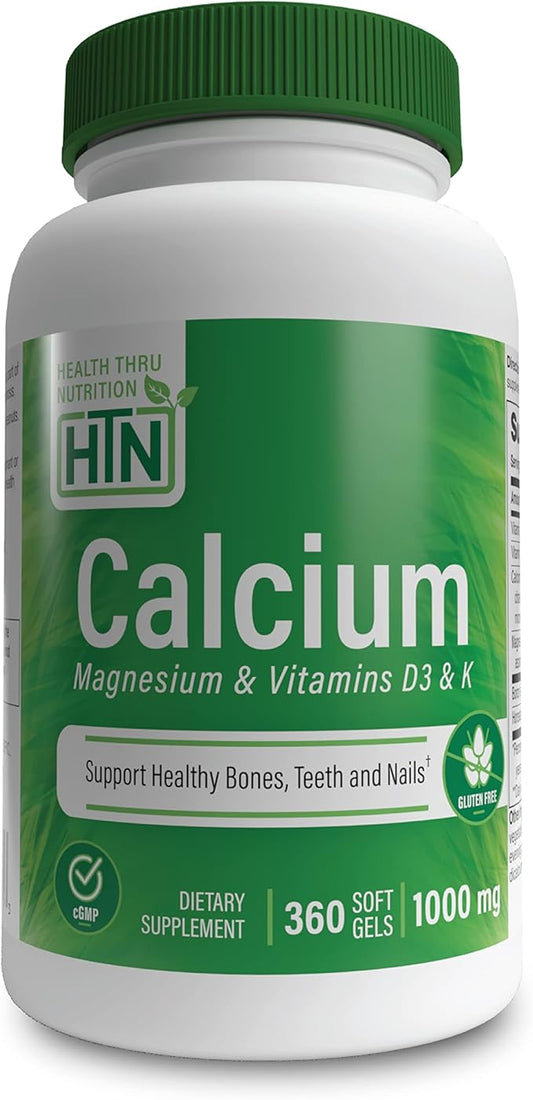 Health Thru Nutrition Calcium 1000mg and 400mg with D3 & 360 Softgels (4 Month