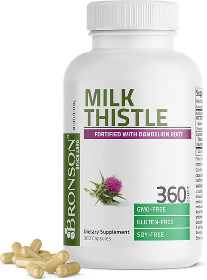 Bronson Milk Thistle Silymarin Marianum & 360 Capsules