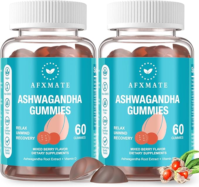 AFXMATE Ashwagandha Gummies & Vitamin D 120 Count