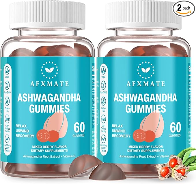 AFXMATE Ashwagandha Gummies & Vitamin D 120 Count