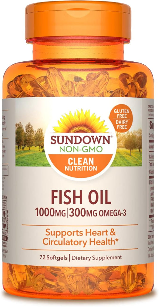 Sundown Fish Oil 1000 mg, Supports 72 Softgels